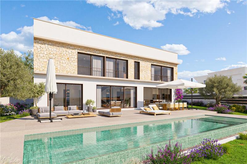 Neubau-Designvilla mit Pool, Dachterrasse und Panoramablick